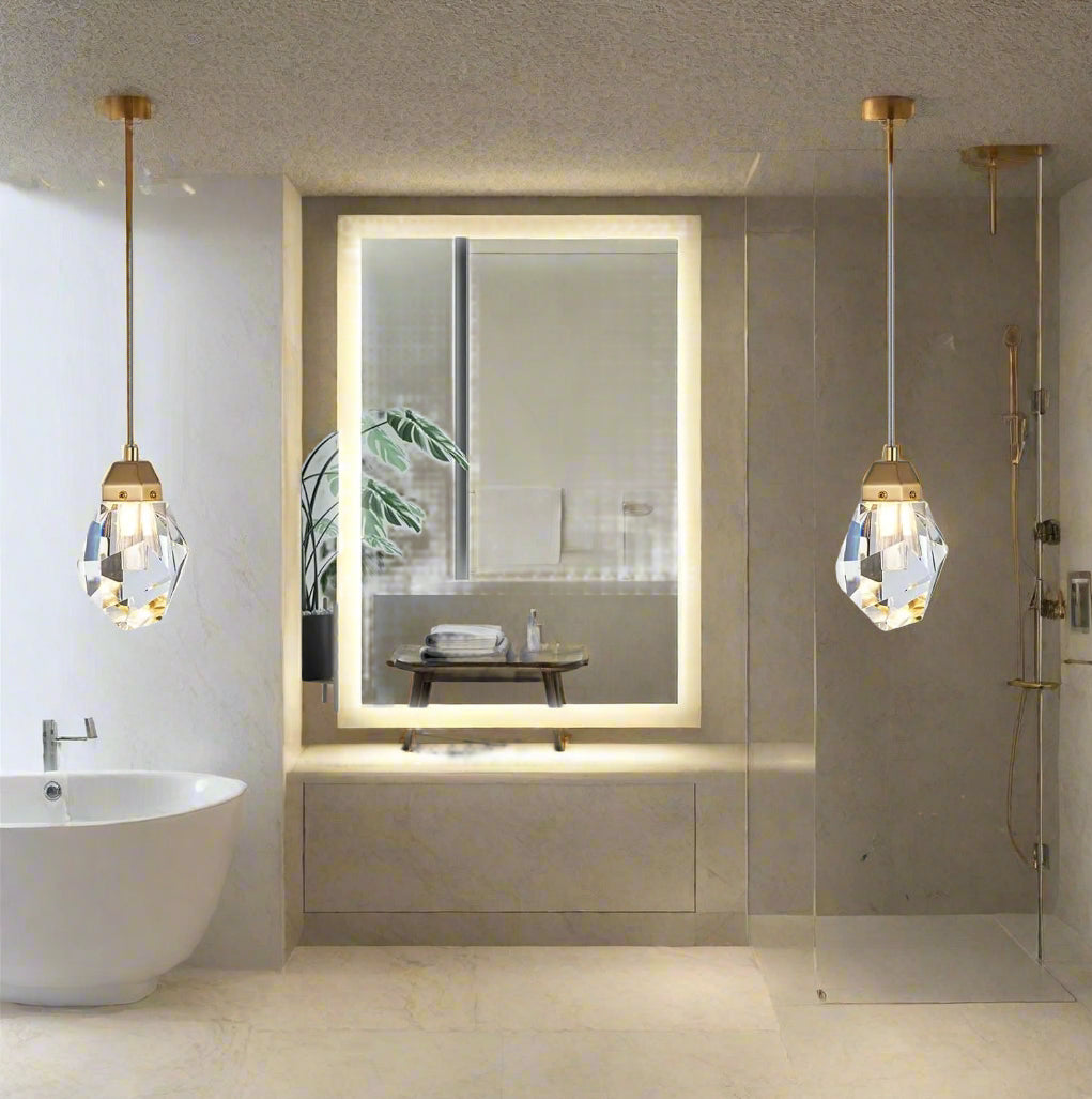 Demure Brass & Crystal Pendant Light