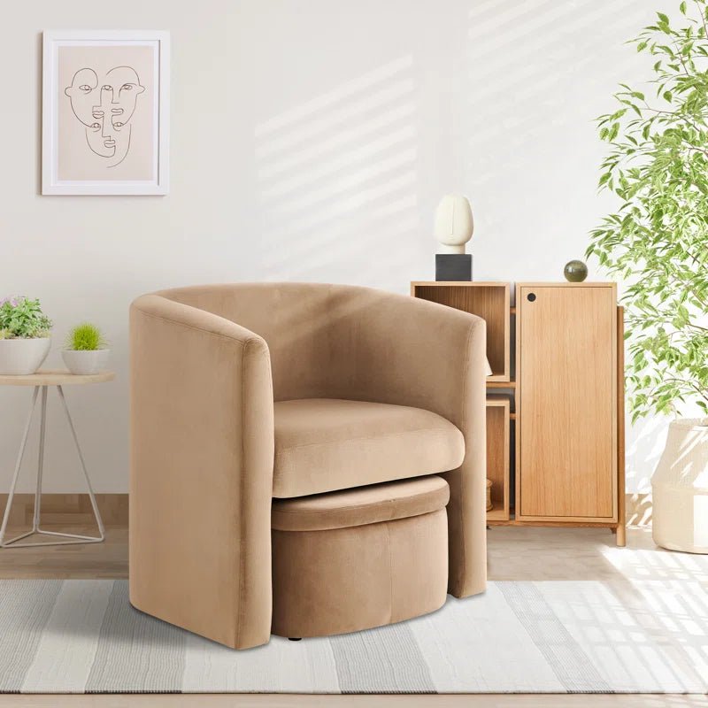 Braedin Upholstered Barrel Accent Chair with Storable Ottoman - CAPSULE HOME COLLECTION