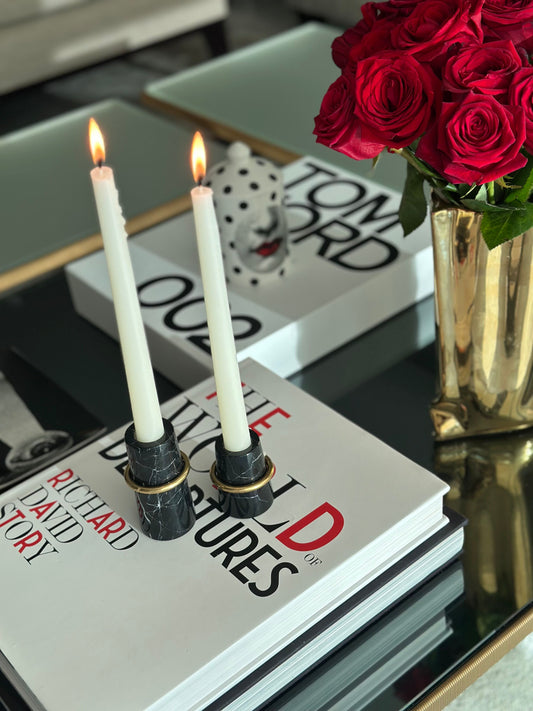 Luxury Romance marble and Brass candlestick set