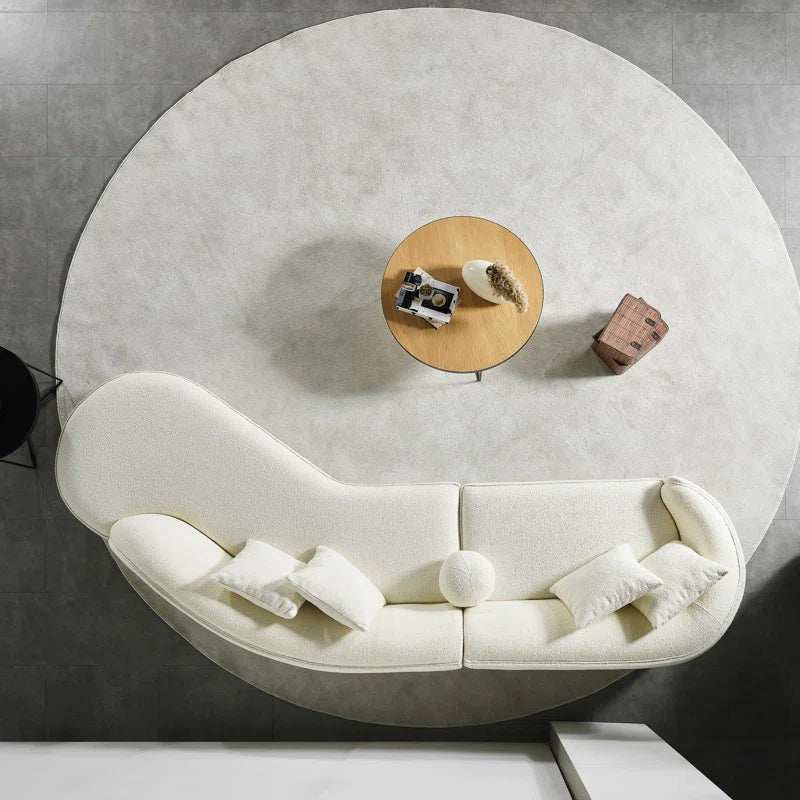 133" Japandi Style Luxury Modern Boucle Fabric Curvy Sectional Couch - CAPSULE HOME COLLECTION