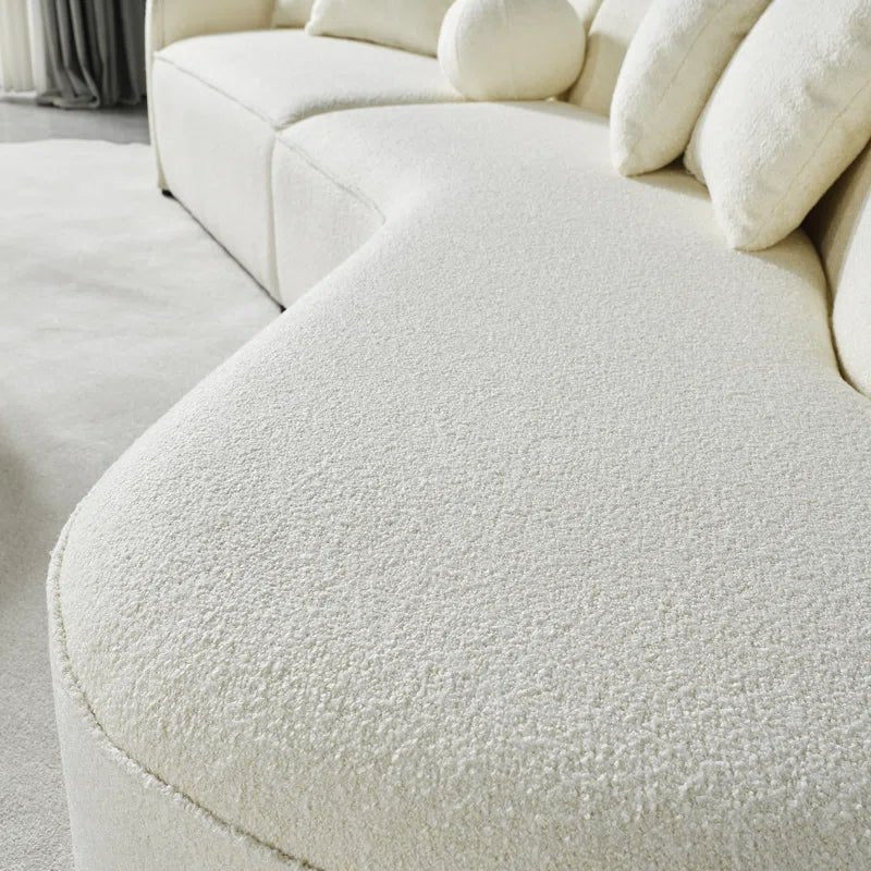 133" Japandi Style Luxury Modern Boucle Fabric Curvy Sectional Couch - CAPSULE HOME COLLECTION