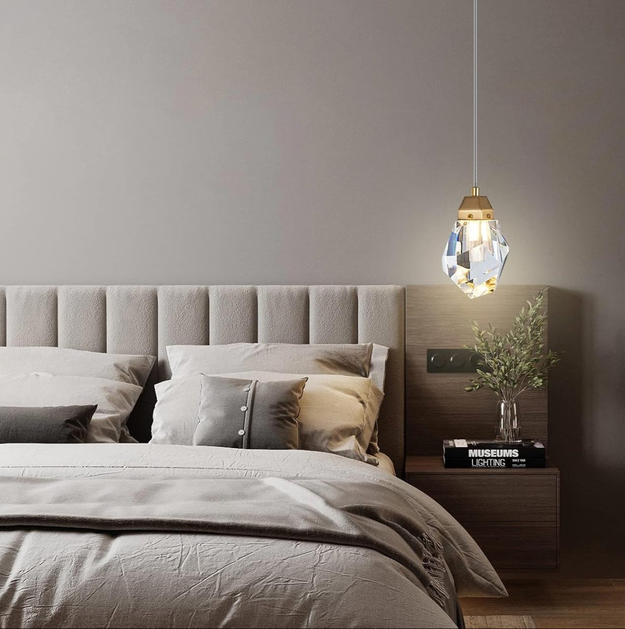 Demure Brass & Crystal Pendant Light
