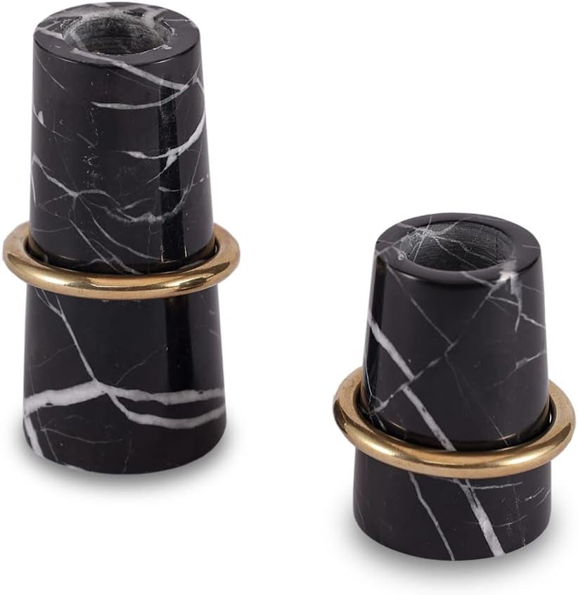 Luxury Romance marble and Brass candlestick set 