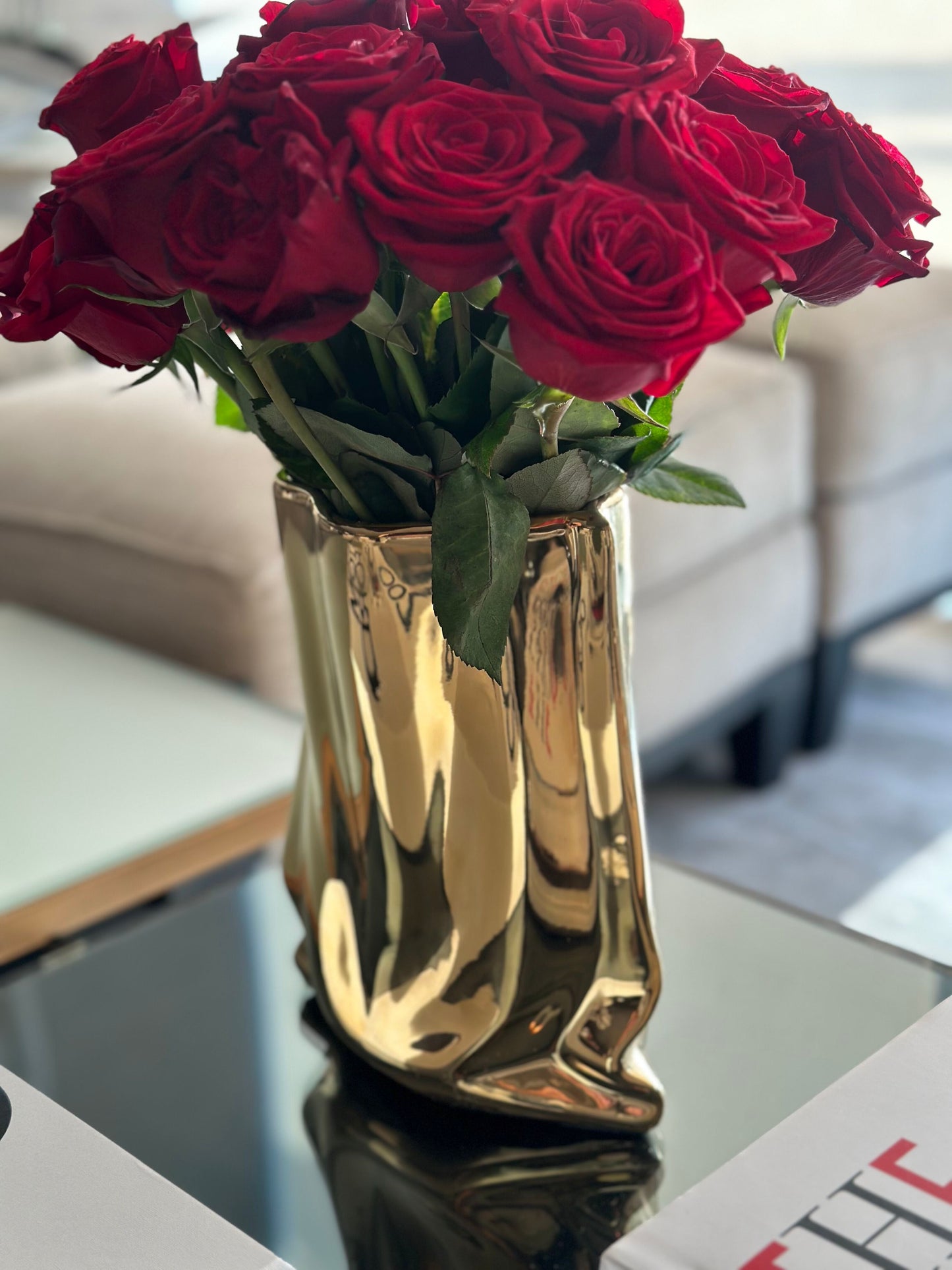 Anastasia Gold Vase Wide Mouth