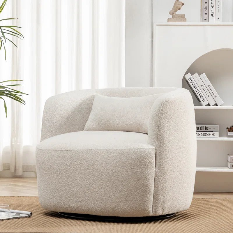 Carrena 34" Wide Boucle Upholstered Swivel Armchair - CAPSULE HOME COLLECTION