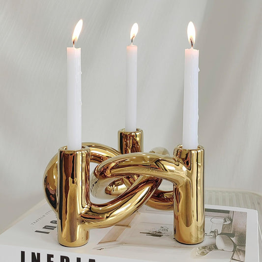 Luxury Glam Gold Knot Candle Holders 