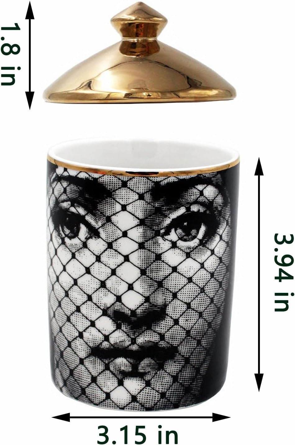 Big Eye Starry Sky Aromatherapy Candle Jar with Lid Ceramic Makecup Cotton Swab Holder Home Deocrative Bottler, Home Fireplace Kitchen Dining Decor for Living Room Knick Knacks Candle Holders (F9)