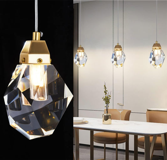 Demure Brass & Crystal Pendant Light